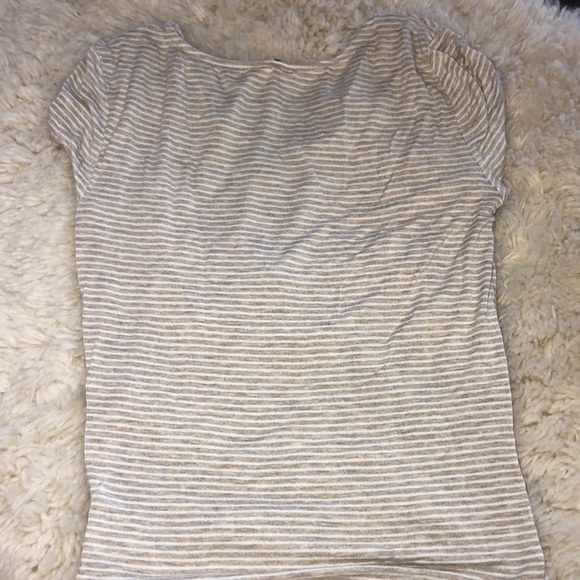 Beige striped lace up shirt - Picture 2 of 2